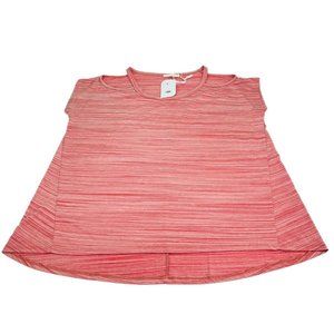 Entro Top Blouse Womens Large Red Stripe Cold Shoulder Stretchy Hi-Low Boutique